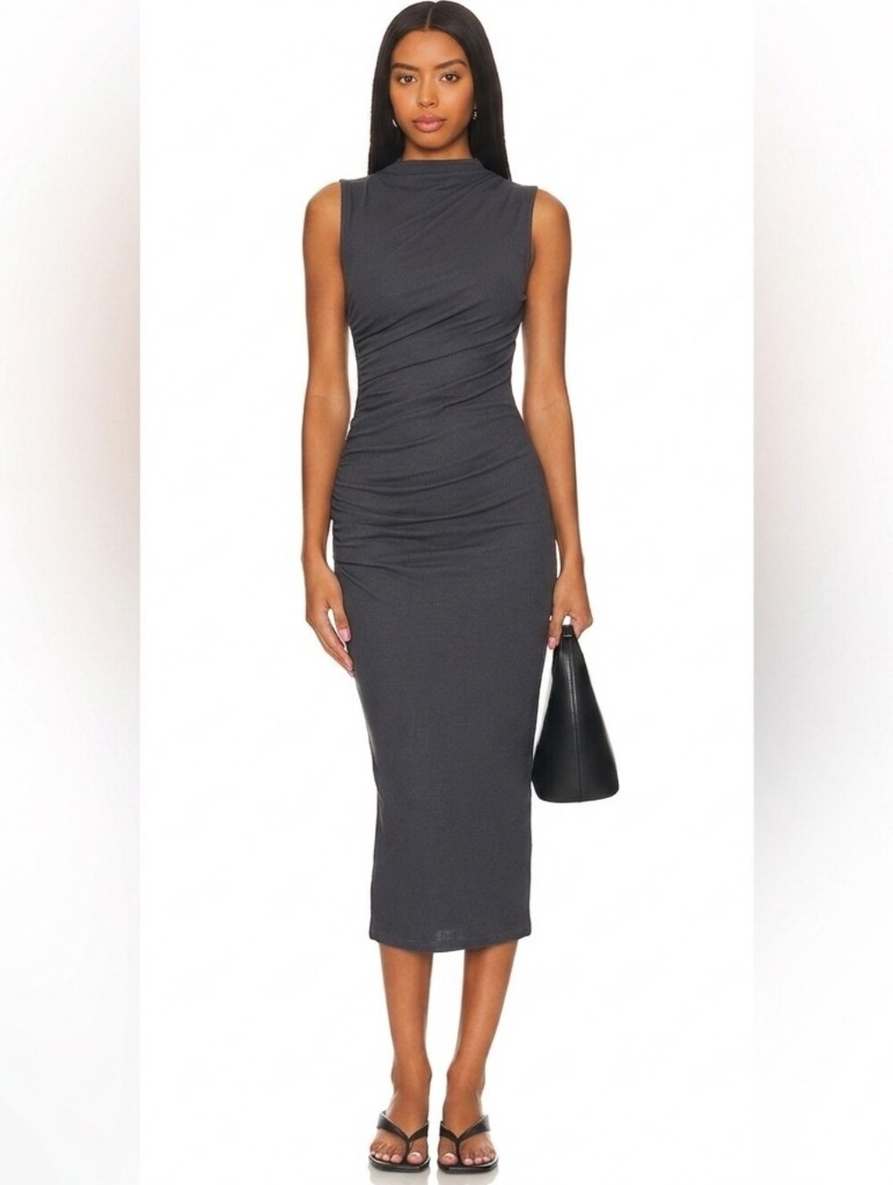 Enza Costa silk blend knit sleeveless twist midi dress size medium